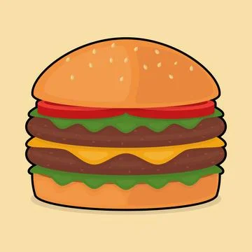 Image of double burger in minimal style Stock Illustration