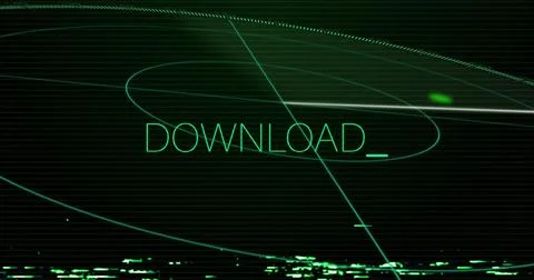 Image of download text, digital data processing over network of connections Stock Photos