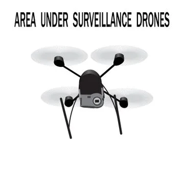 Image drone. Caption area under surveillance drones. illustration Stock Illustration