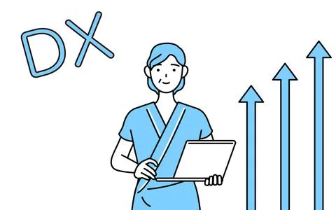 Image of DX, Middle-aged and senior female admitted patient in hospital gow.. Stock Illustration