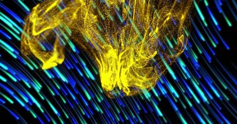 Image of dynamic wave pattern and lines moving in circular motion against black 스톡 일러스트