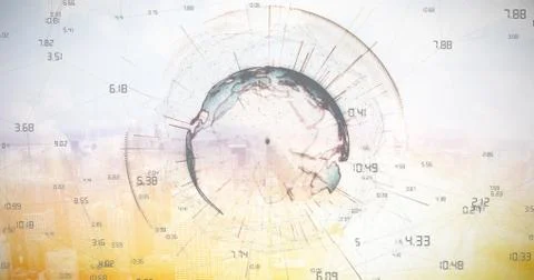 Image of earth with different times against sunset with clouds Stock Illustration