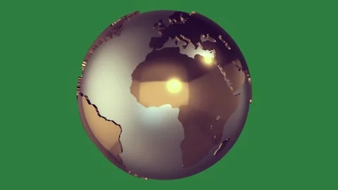An image of the earth on a green screen and golden globe elements movement Stock Footage 335696144
