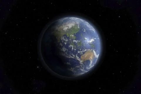An image of an Earth view from space. 3D Graphic with high detailed NASA images Ilustração Stock