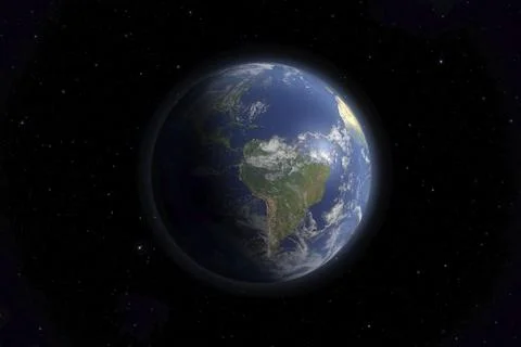 An image of an Earth view from space. 3D Graphic with high detailed NASA images Ilustração Stock