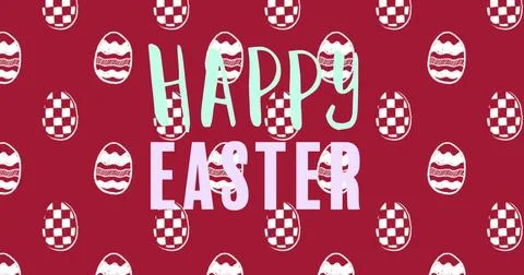Image of easter eggs and happy easter text Stock Illustration