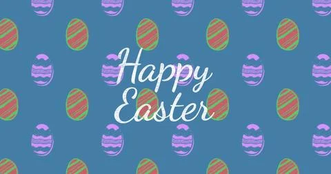 Image of easter eggs and happy easter text Stock Illustration