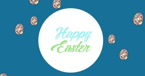 Image of easter eggs and happy easter text Stock Illustration