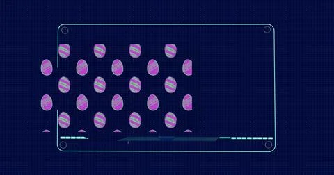 Image of easter eggs over data processing on black background イラスト素材