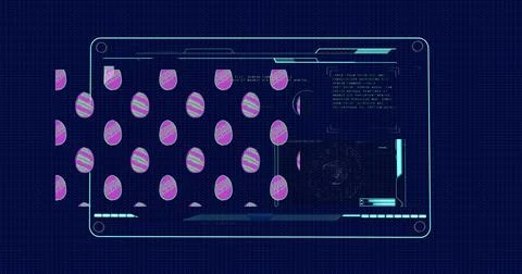 Image of easter eggs over data processing on black background Stock Illustration