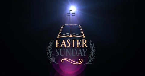 Image of easter sunday on black background with light Stock Illustration