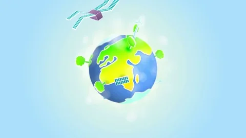 The image of an ecologically clean planet with trees, solar batteries and Stock Footage 81813918