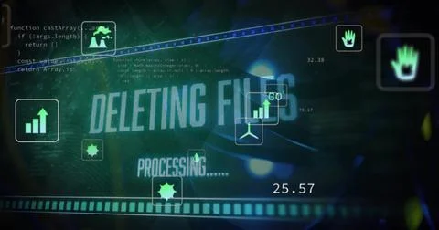 Image of ecology icons and data processing on black background 스톡 일러스트