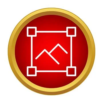 Image editing crop tool red gold icon Stock Illustration