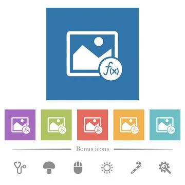 Image effects flat white icons in square backgrounds Stock Illustration