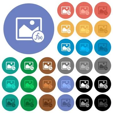 Image effects round flat multi colored icons Stock Illustration