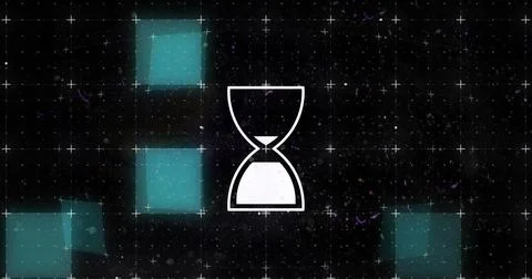 Image of egg timer icon on black background Stock Illustration