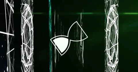 Image of egg timer icon over network of connections Stock Illustration