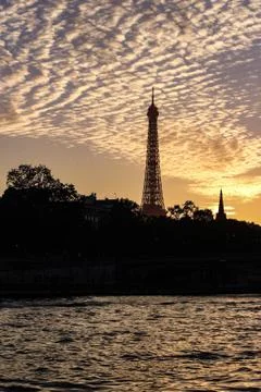 Image of Eiffel tower at sunset. Stock Photos