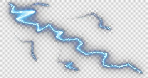 Image of electric blue strikes exploding on white background Stock Illustration
