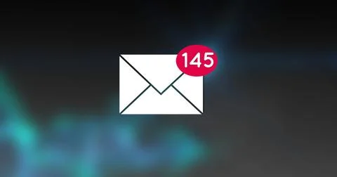 Image of email icon and numbers changing over blue background Stock Illustration