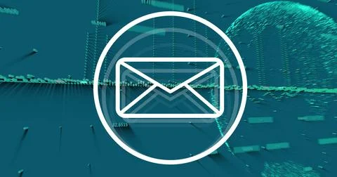 Image of email icon, data processing over globe Stock Illustration