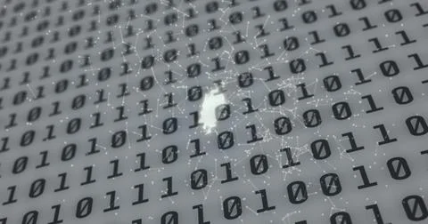 Image of email over binary code on grey background Stock Illustration