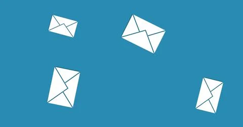 Image of emails floating over globe on blue background Stock Illustration