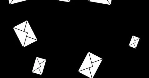 Image of emails floating over heart shaped globe on black background Stock Illustration
