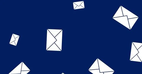 Image of emails scattered over navy background Stock Illustration