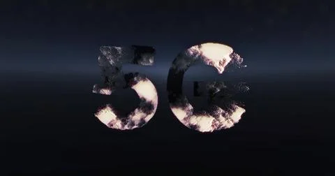 Image of emphasizing technology, dynamic 5g text with texture effect on dark Stock Illustration