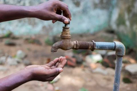 Image of a empty and dry water tap Stock Photos