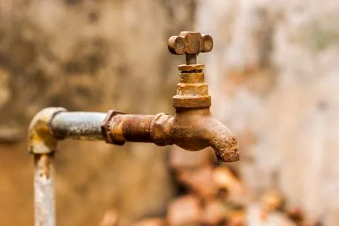 Image of a empty and dry water tap Stock Photos