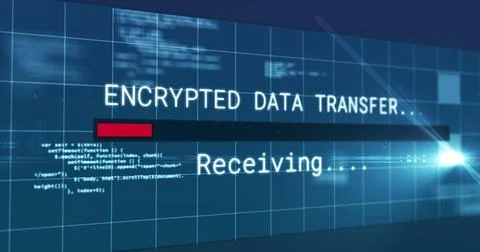 Image of encrypted data transfer text flickering digital interface on screen 스톡 일러스트