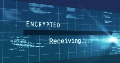 Image of encrypted data transfer text flickering digital interface on screen 스톡 일러스트