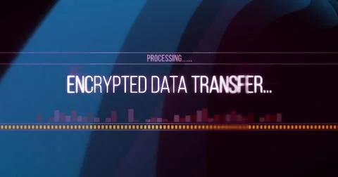 Image of encrypted data transfer text over blue curves 스톡 일러스트