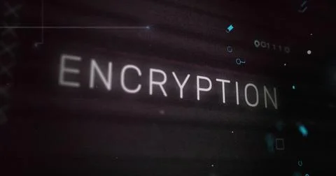 Image of encryption text and digital data processing over black background Stock Photos