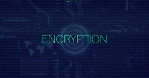 Image of encryption text, circuit board and data processing Stock Illustration