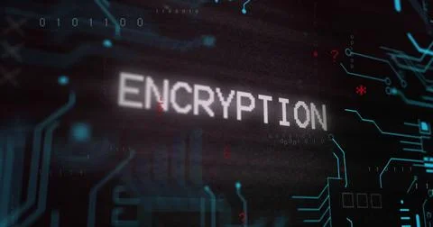 Image of encryption text over network and processing data on black background Stock Photos