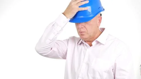 Image with Engineer Gesticulating Worried and Disappointed Stock Photos
