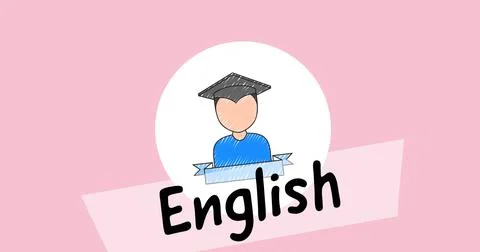 Image of english text over school digital icon on pink background イラスト素材