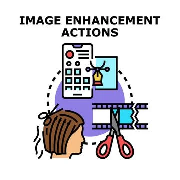 Image enhancement actions concept for creative content editing Stock Illustration