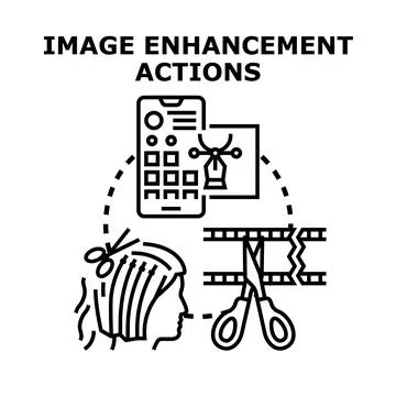 Image enhancement actions concept for creative content editing Stock Illustration