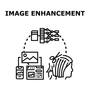 Image enhancement and processing vector concept Illustrazione stock