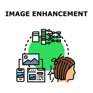 Image enhancement and processing vector concept Illustrazione stock