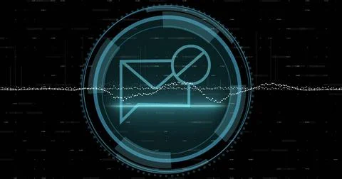 Image of envelope and scope scanning over data processing Foto stock