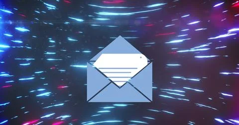 Image of envelope icon over black background Foto stock