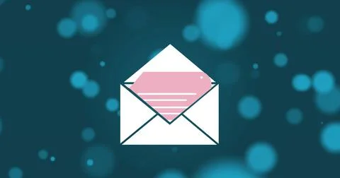 Image of envelope icon over blue background Stock Photos