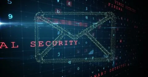 Image of envelope icon over data processing 스톡 일러스트