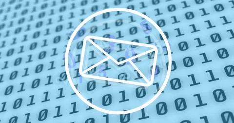 Image of envelope icon over data processing 库存插图